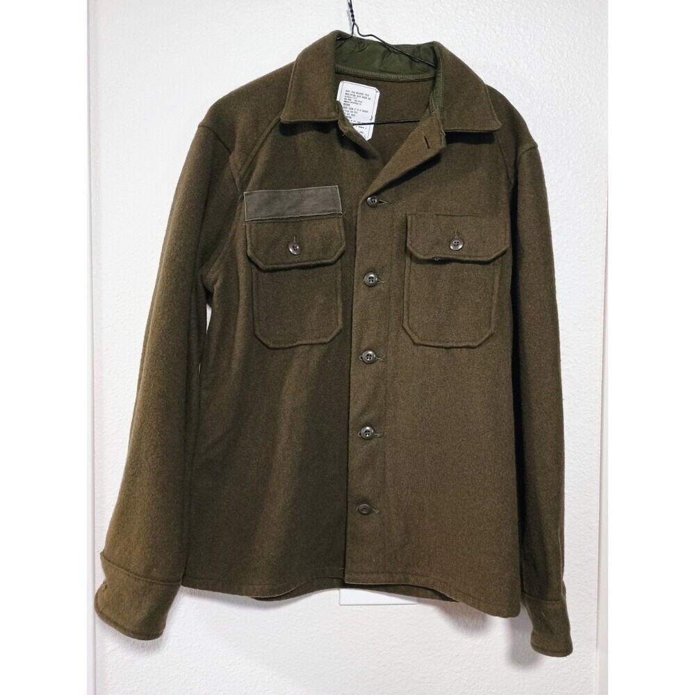 Vintage Military Shirt Mens Medium Olive OG-108 Cold Weather Field Wool Blend